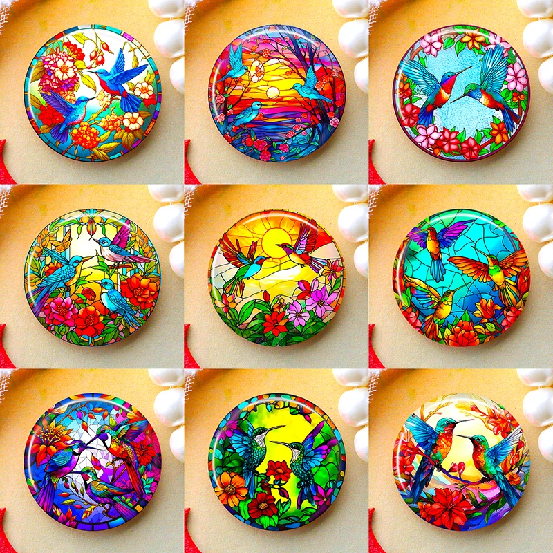 2026 8-50mm DIY Jewelry Making Pendent Accessories Photo Glass Cabochons Round Cameo Set Handmade Settings Stone Bird Q83