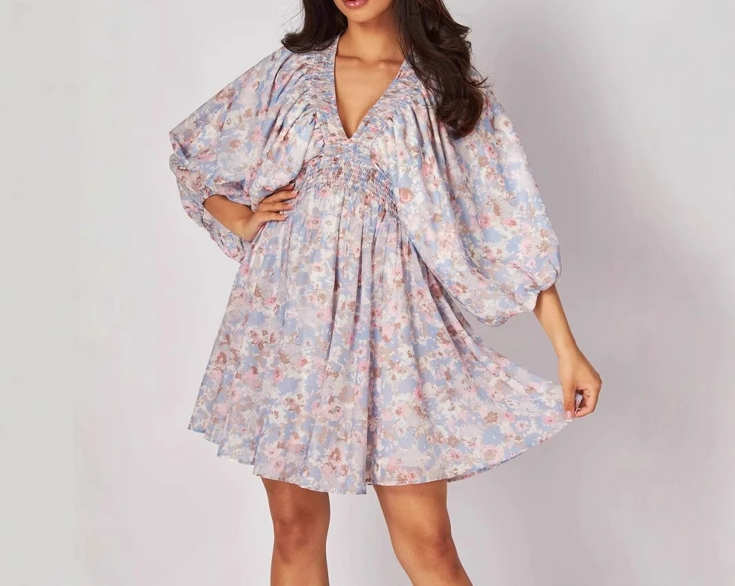 

Summer 2025 New Floral Chiffon Dress Bohemian Skirt for Women