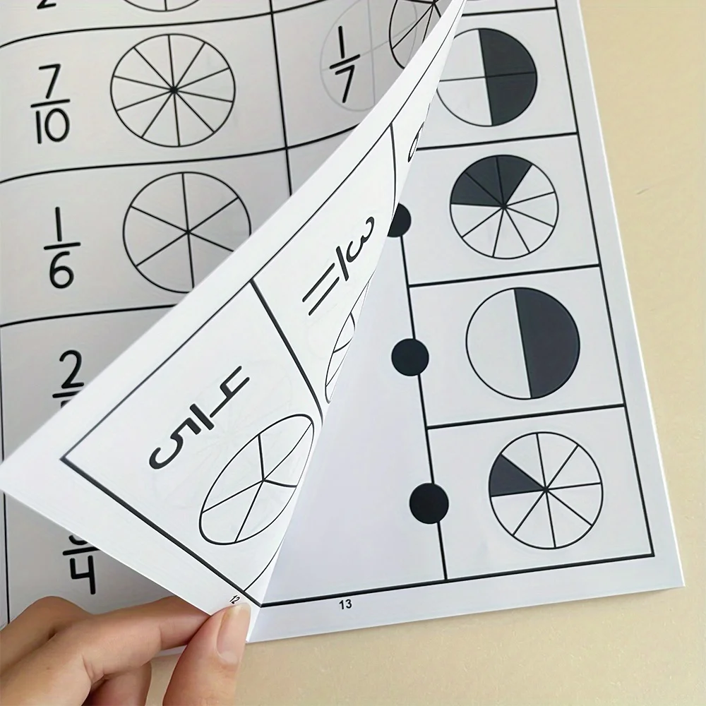 Math Fraction Workbook Fraction Practice Book Cognitive Training Exercise Sheets for Writing & Drawing Fractions for Ages 8-12