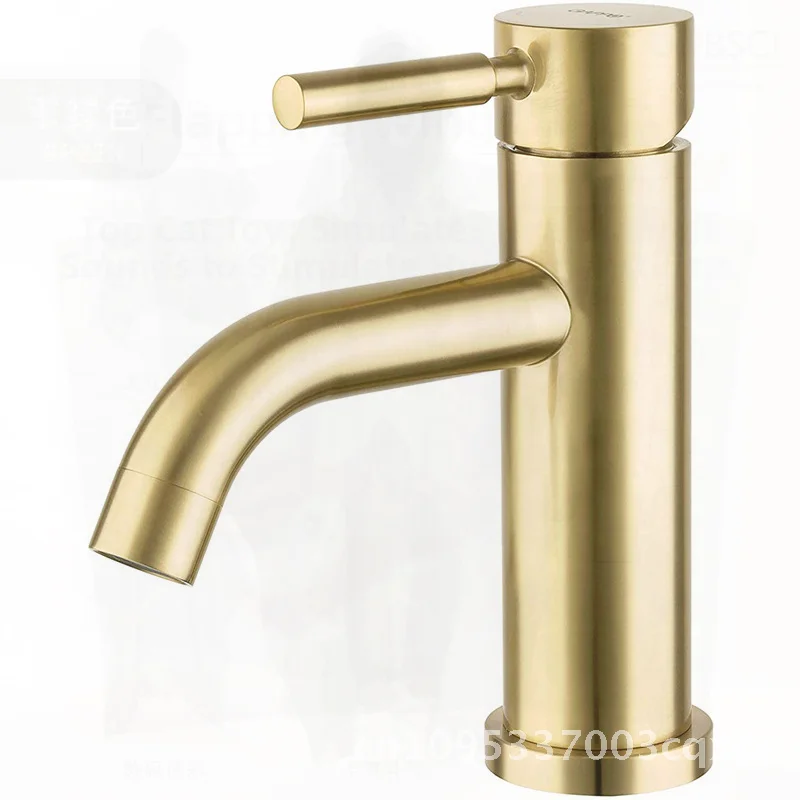 

Stainless Steel Brushed Gold Faucet 304 Hot And Cold Basin Washbasin Countertop with Straight And Curved Nozzle Options