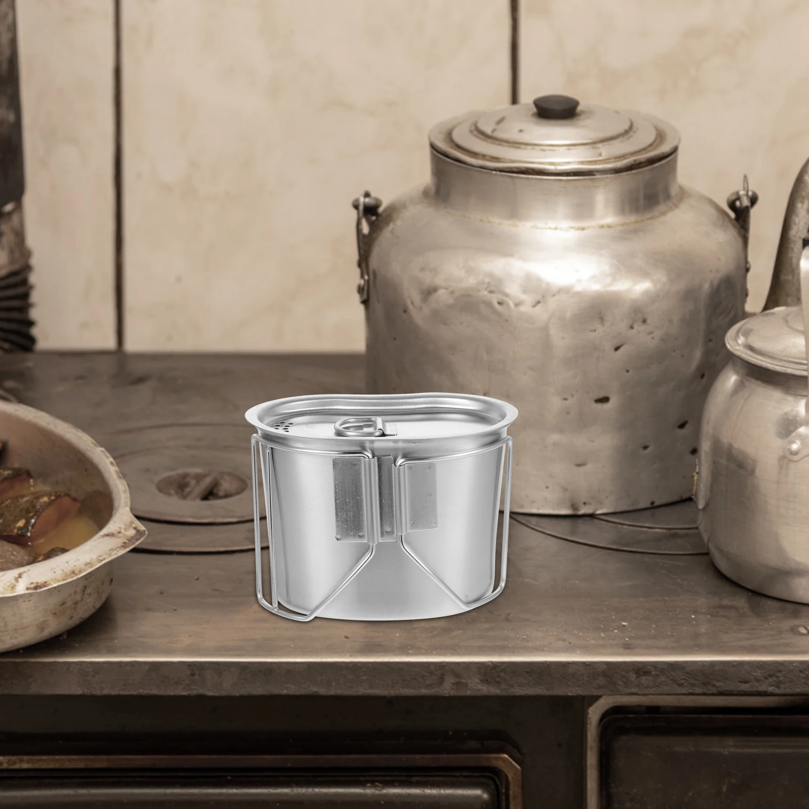 

1pc Outdoor Portable Stainless Steel Pot for Camping Cookware Lightweight Durable Mini Water Holder Travel Food Container