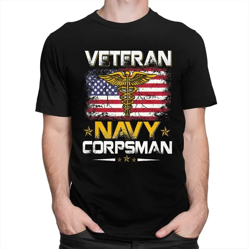 Custom Cool Proud Veteran Corpsman T Shirt Men 100% Cotton T-shirt Veteran Day Patriotic Tees Fashion Tshirt