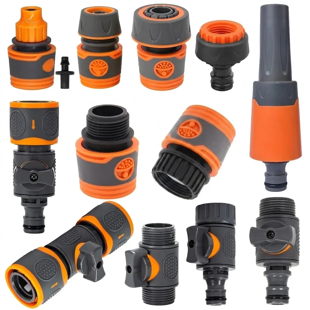 For Pipe Tubing Irrigation System Water Flow Hose Coupler Shut Off Valve 1/4 3/8 1/2 3/4 Inch Quick Connecter Plastic Rubber