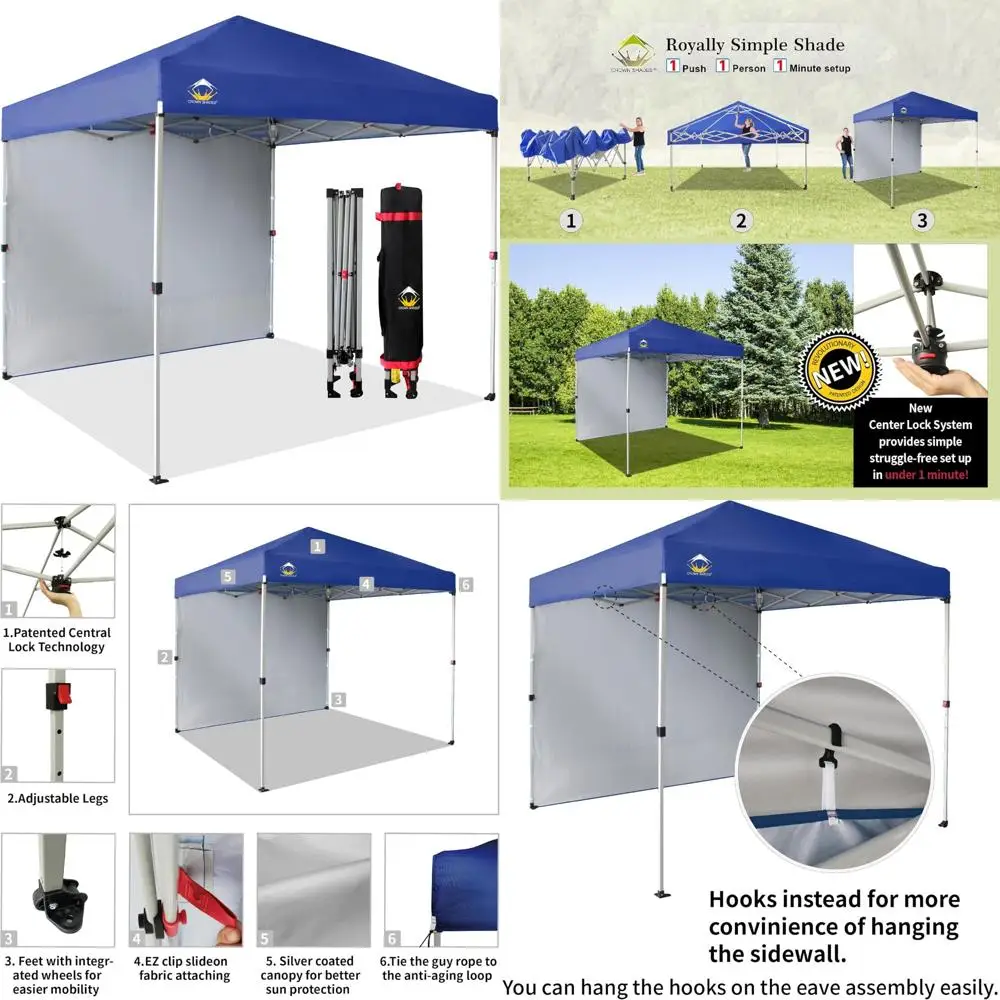 

Quick Setup 8x8 Canopy with 1 Side Wall - Portable Outdoor Sun Shelter for Events, Parties, Camping, and Beach Activities