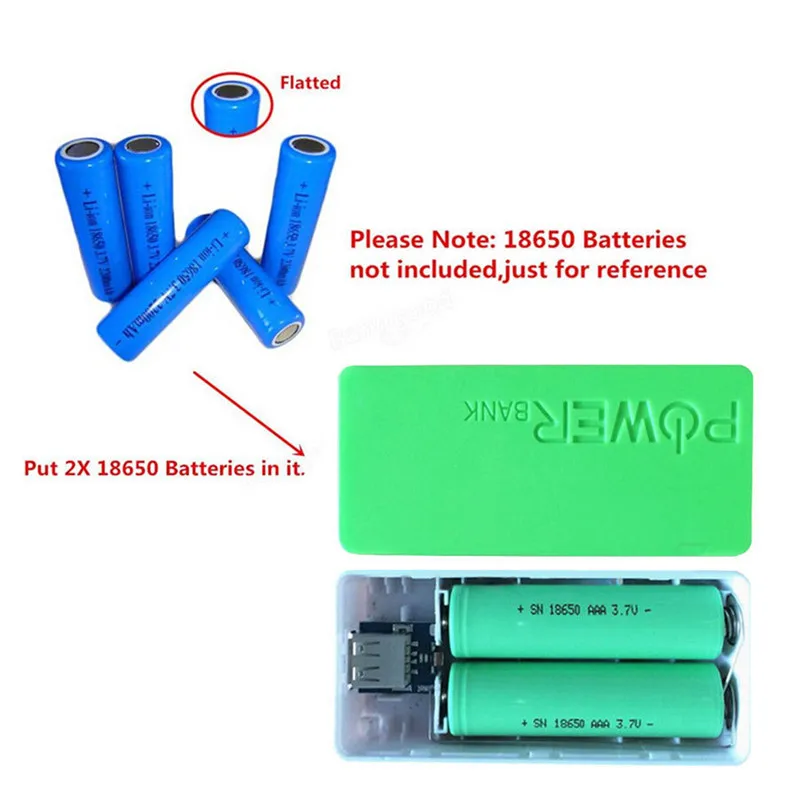 Контейнер для хранения аккумулятора 18650, внешний аккумулятор для мобильных устройств «сделай сам», выходной порт USB Type-A, для iPhone 7/8 Plus,