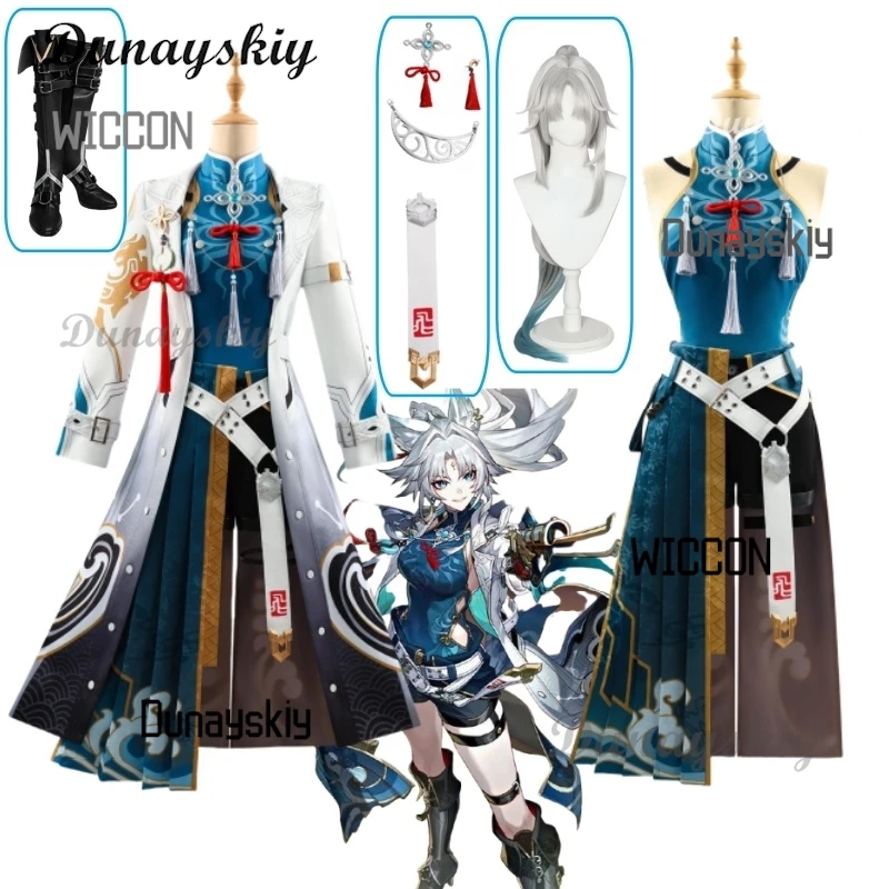 Honkai Star Rail Feixiao Cosplay disfraz peluca orejas pendiente Xianzhou Yaoqing el gran General Fei Xiao Cosplay uniforme Halloween
