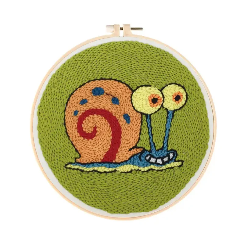 

DIY Cartoon Snail Embroider Kit Handmade Poke Punch Needle Kit For Kids Children Beginner Interesting Woolen Yarn Artwork