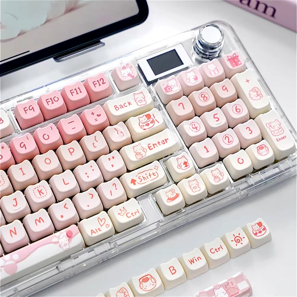 

Pink Kitten Keycap, Cat Head Shape PBT MAO Keycap 134 Set for Mechanical Keyboards 68/84/87/104/108