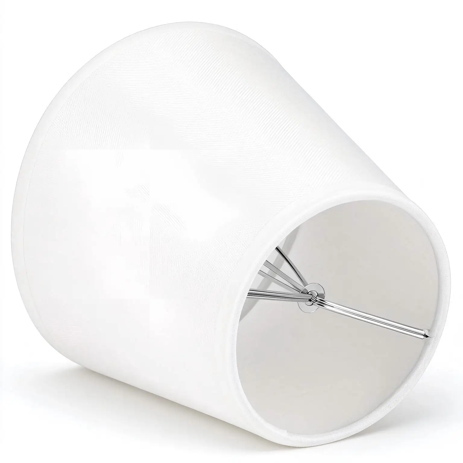 White Fabric Lamp Shade, Small Barrel Lampshade with Metal Frame, Replacement Light Cover for Table Lamp Wall Sconce Home Decor