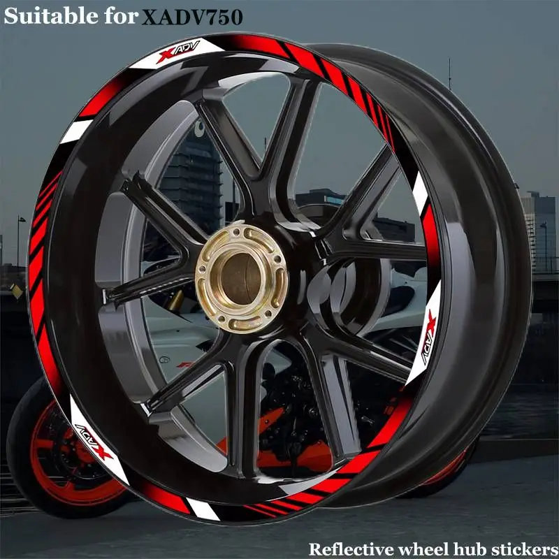 

For HONDA XADV750 R17+15 Reflective Motorcycle Accessories Wheel tire modification Sticker Hub Waterproof Decals Rim Stripe Tape