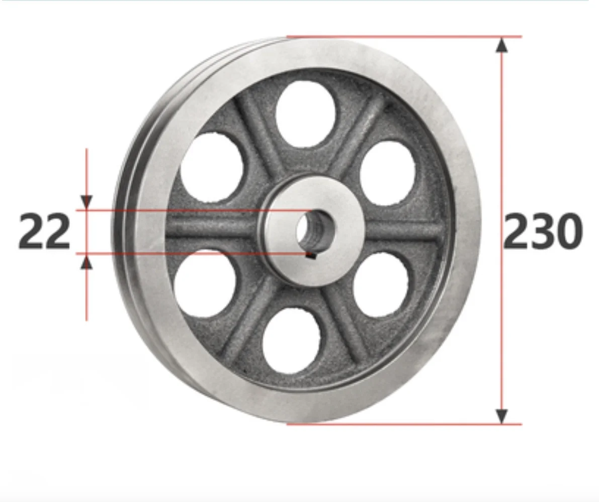 OD:230mm Groove Width:12mm  National Standard Belt Pulley Double-Groove Hollow Cast Iron Motor Engine V-belt Pulley