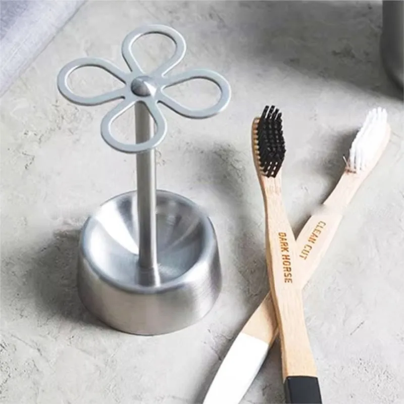 

Держатель для зубных щеток в форме клевера, держатель для зубной пасты в ванной комнате, нержавеющая сталь 304, 4 сетки, обычный держатель для хранения зубных щеток ZG703