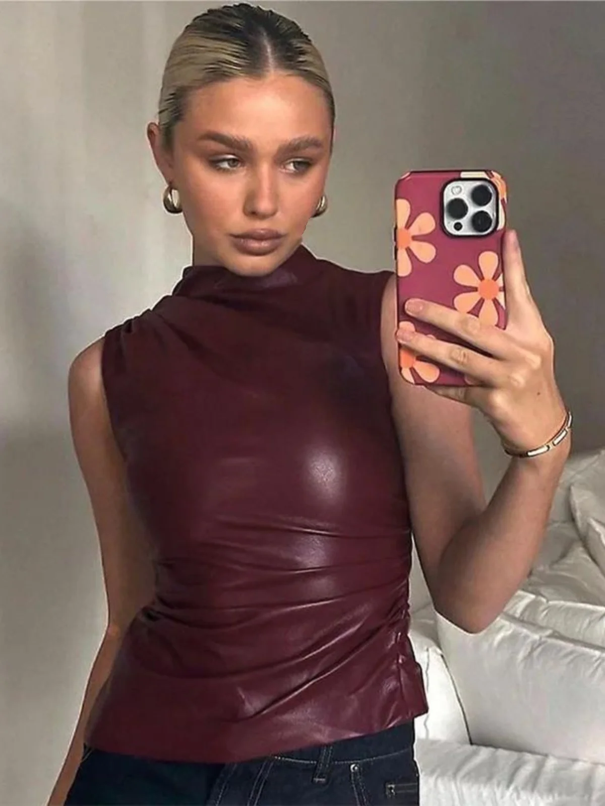 

Женская летняя футболка с высоким воротом и асимметричным подолом, облегающая, однотонная, износостойкая, в уличном стиле