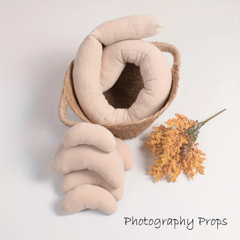 6pcs/sets Baby Posing Mat Newborn Photography Props Round Cushion and Crescent Pillows Studio Shooting Filling Background Pad