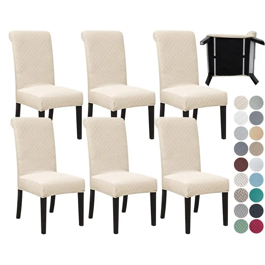 

Набор из 6 чехлов для стульев для столовой с ремнями безопасности, эластичные чехлы для стульев Parsons, моющиеся чехлы для кухонных и обеденных стульев, съемные, размер S