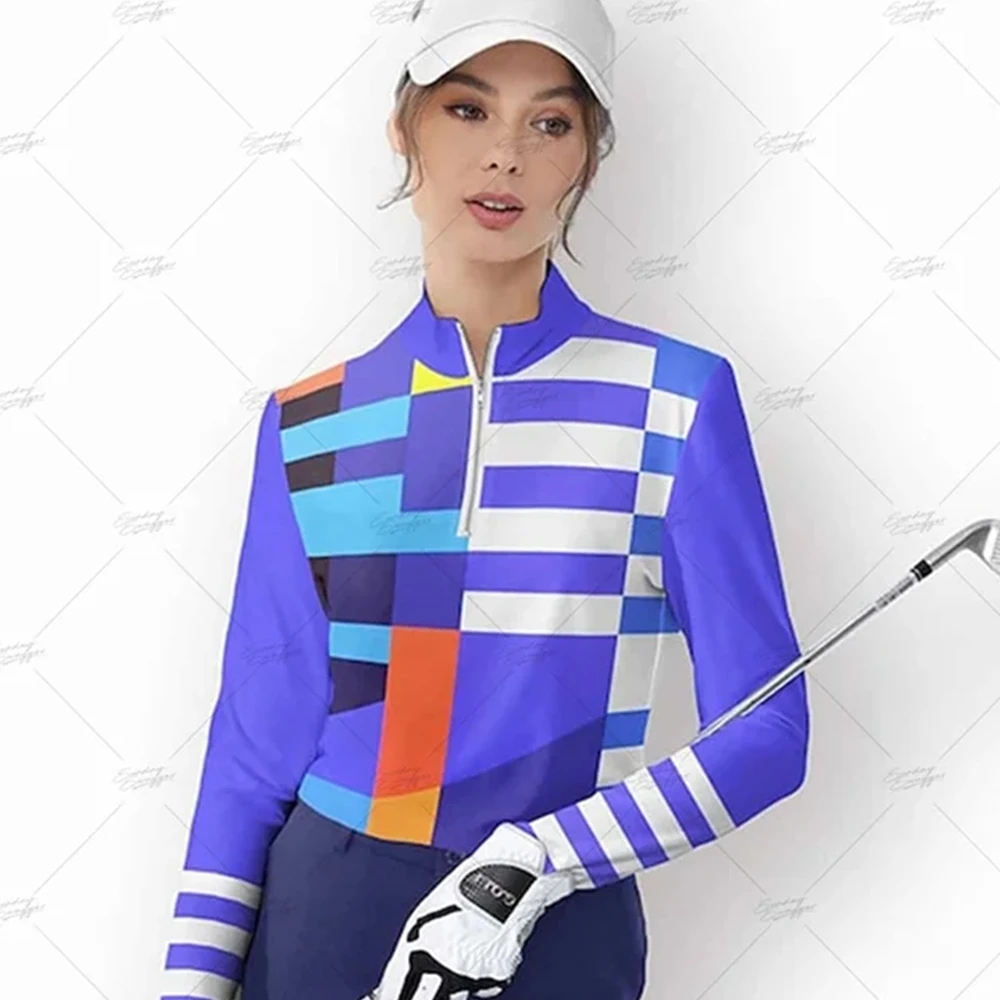 Women\'s long-sleeved golf shirt clubs,quick-drying breathable golf shirts, moisture absorption,tennis clothes, autumn and winter