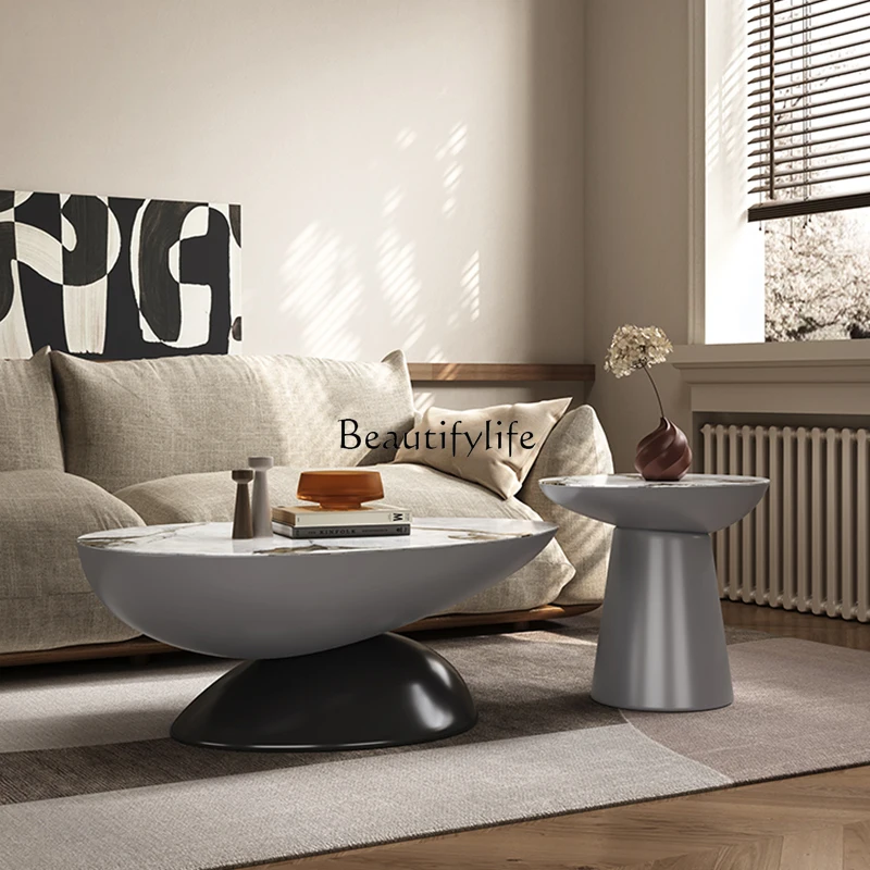 

5Medieval style coffee table living room cobblestone modern simple microcrystalline stone special-shaped coffee table