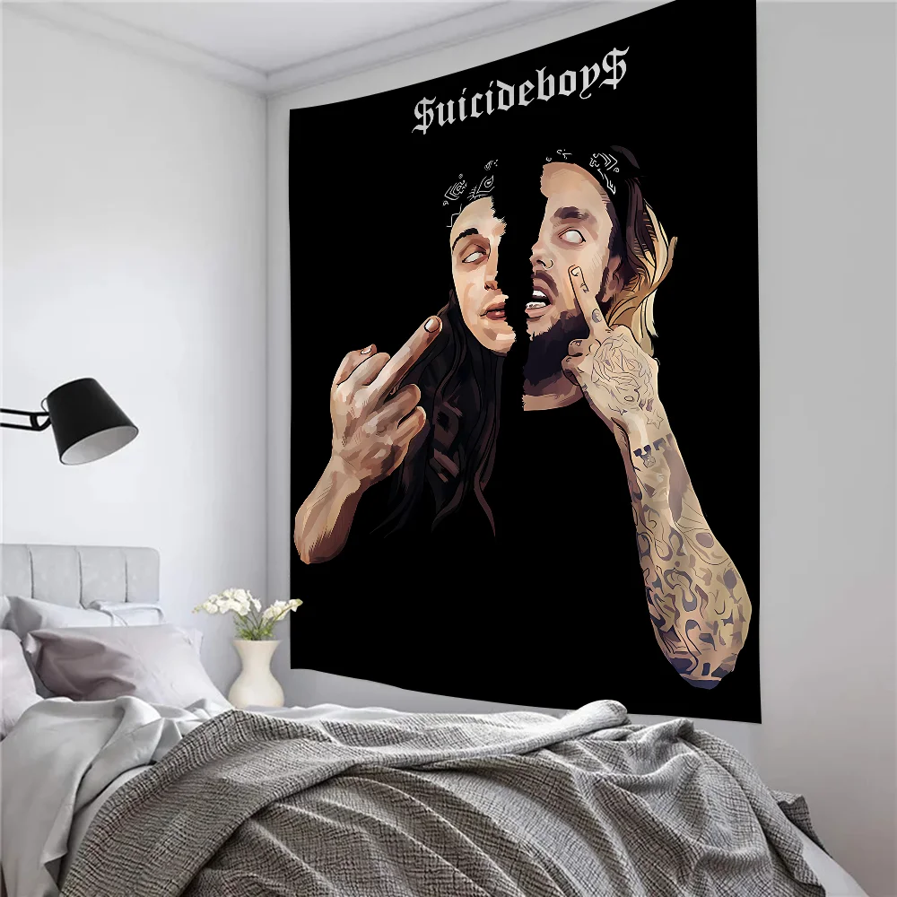 Singer S-Suicideboy Cartoon Tapestry Art Science Fiction Room Home Decor Wall Hanging Home Decor