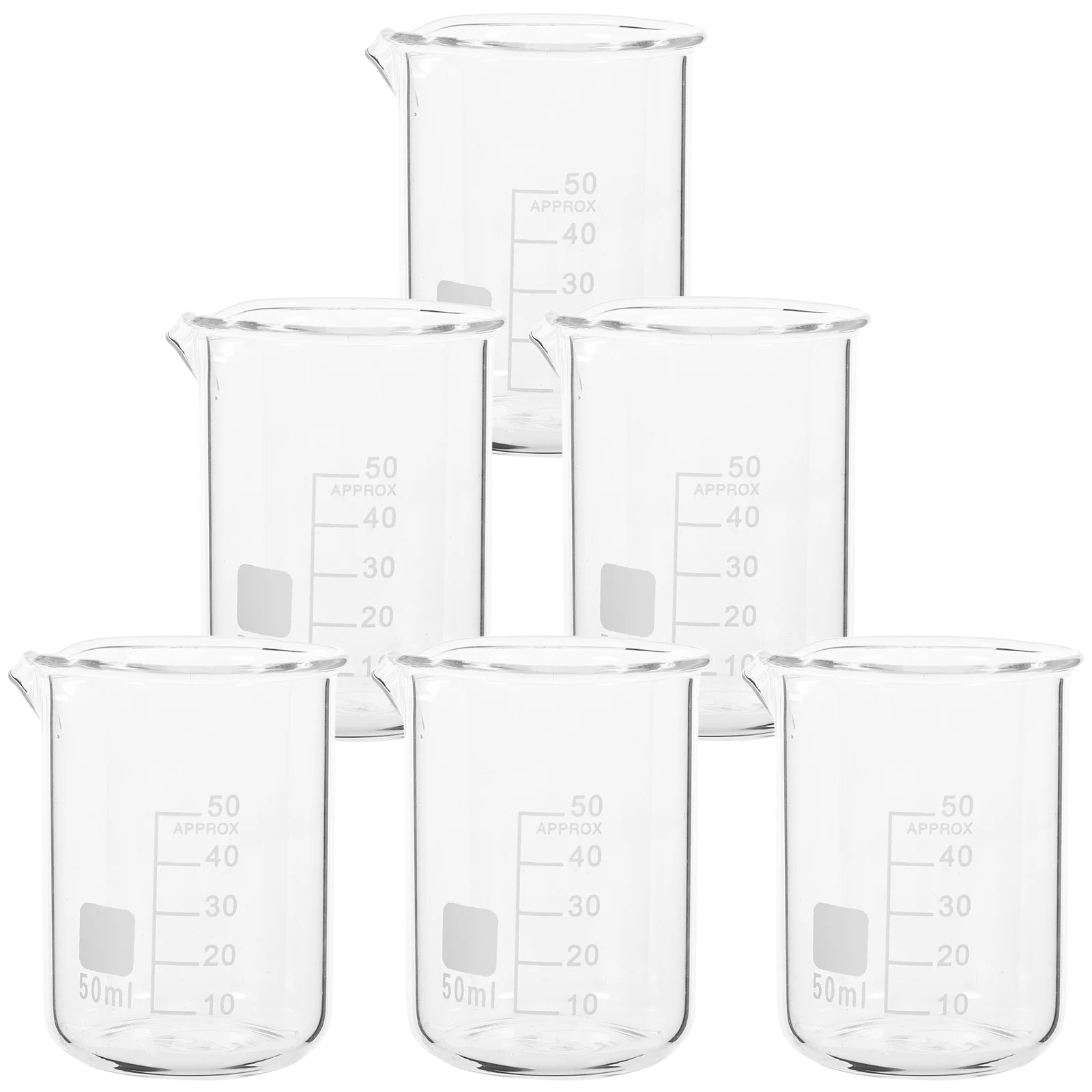 6 قطعة مجموعة أكواب قياس الزجاج مقياس واضح قياس دقيق وضع مستقر أدوات قياس السائل لتجربة المختبر #6