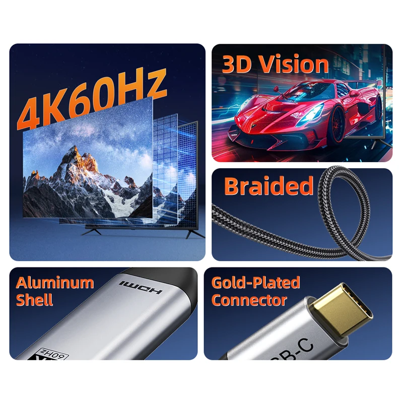 CABLETIME HDMI To USB Type C Adapter 4K 60Hz USB 3.1 for iPhone MacBook Pro Air iPad Samsung USB C To HDMI Converter Cable