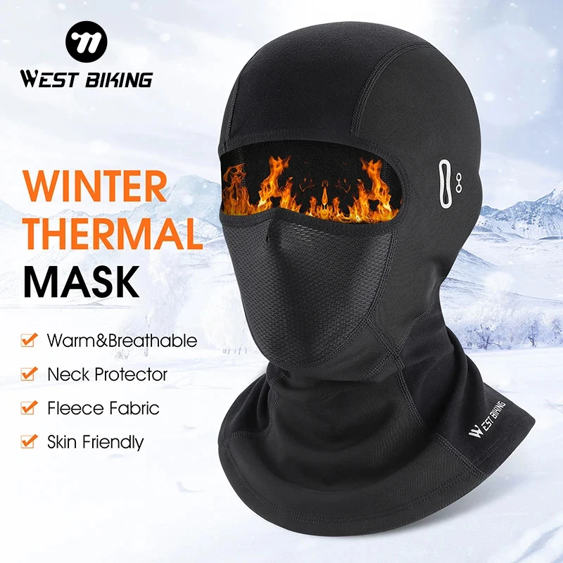 

WEST BIKING Winter Cap Warm Skin-Friendly Thermal Windproof Hat Skiing Headgear Bicycle Full Face Cover Running Scarf Balaclava