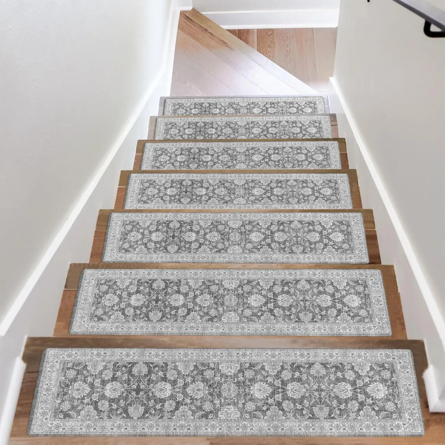 

Extra Non-Slip Stair Treads for Wooden Steps, Rubber Indoor Runner Slip Resistant Safety Mats for Pets and Family, Gray
