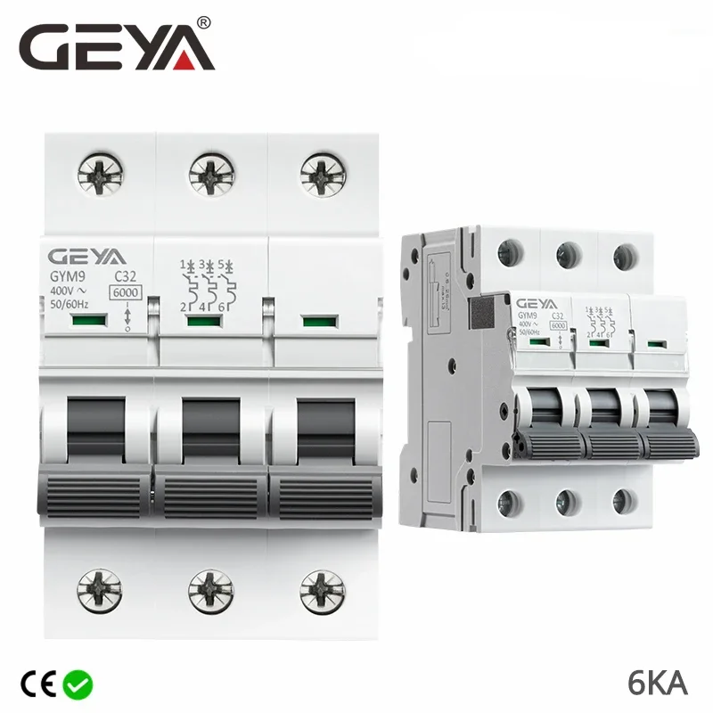 GEYA GYM9 3P 6KA Mini disyuntor Din Rail Circuit Breaker 6A 10A 16A 20A 25A 32A 40A 50A 63A AC Type MCB 400V