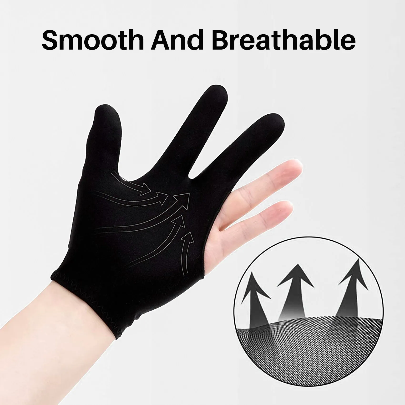 

ABAZJ 10Pcs Billiard Gloves 3 Fingers Left and Right Hand Glove Snooker Cue Pool Gloves