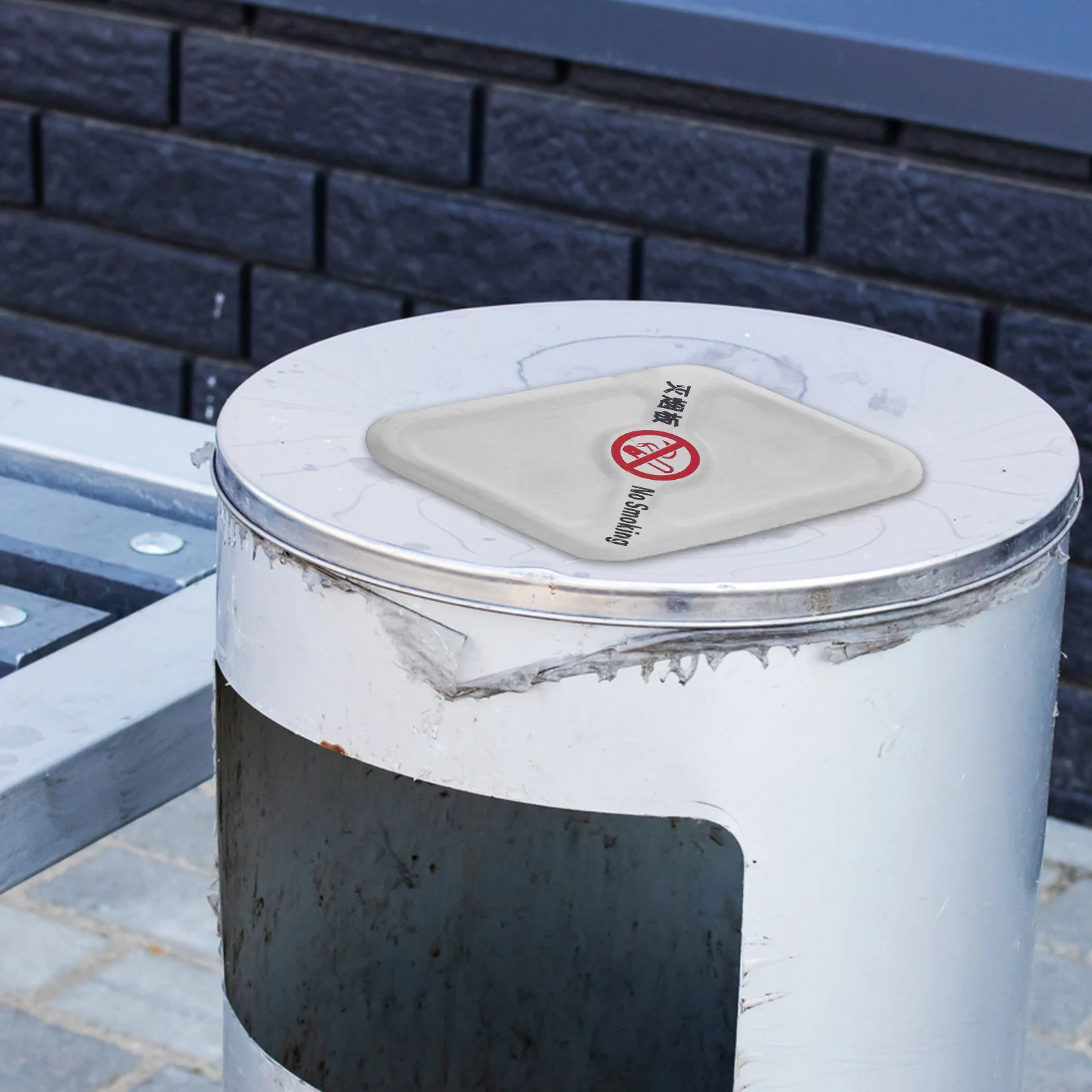 

Stainless Steel Outdoor Ashtray Accessory Heavy-Duty Cigarette Butt Receptacle for Trash Cans Public Spaces