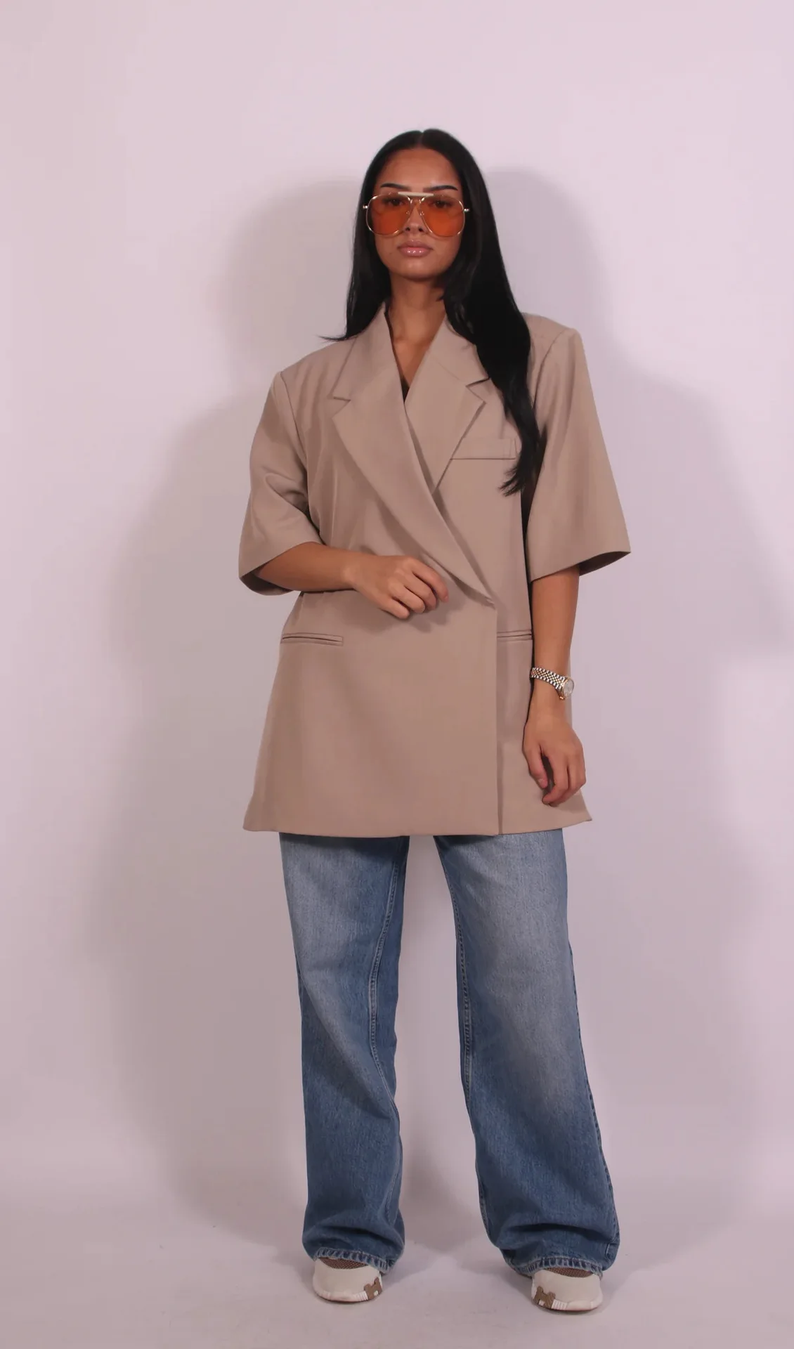 Dames losse blazer pak effen casual reverskraag éénknoops jas hoge taille shorts 2026 zomer herfst formele nieuwe outfits - afbeelding 1