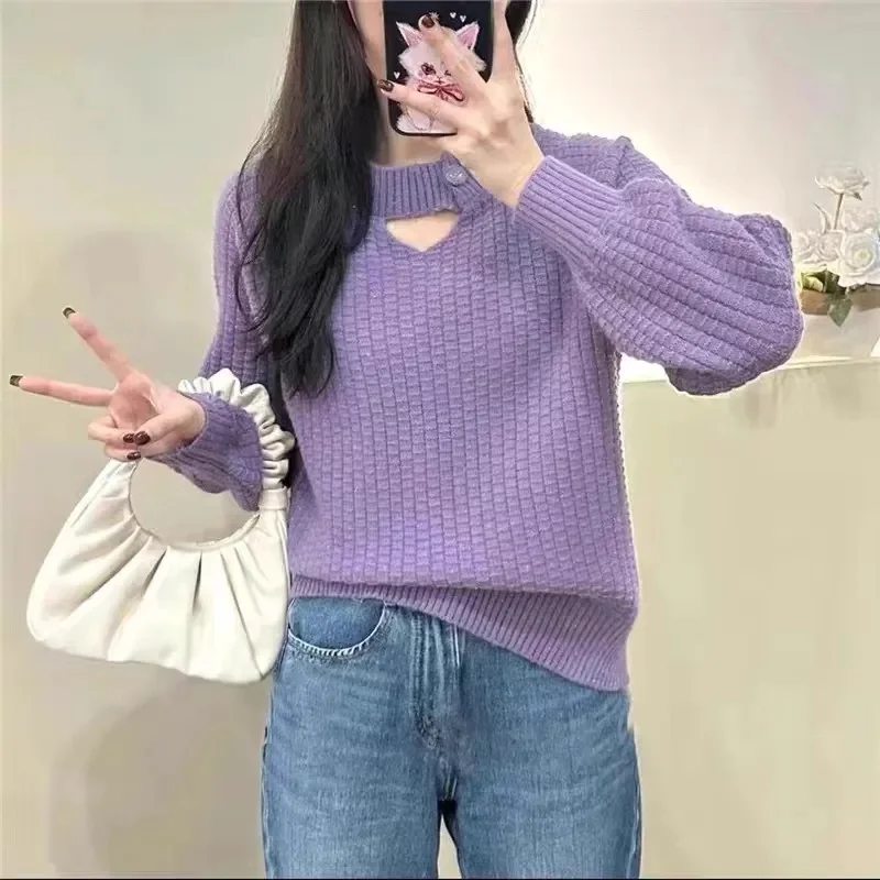 

Knitwear Sweater Woman 2024 Spring Autumn Winter New Fashion Pullover Joker Coat Niche Age-Reducing Temperament Loose Top Ladies