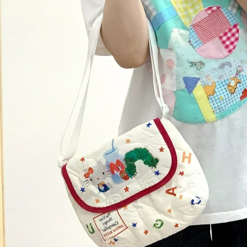 Cute Cartoon Hello Kitty Shoulder Large-capacity Tote Bag for Work and School Daily Portable Holiday Gift for Friends and Girls