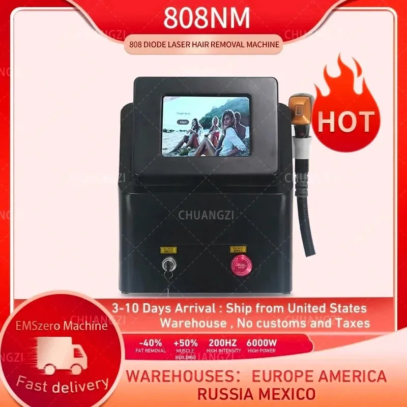 آلة إزالة الشعر بالصمام الثنائي الاحترافية مع CE، طاقة عالية، ألكسندريت، 808 نانومتر، 755 نانومتر، 1064 نانومتر، 3 أطوال موجية، 2000 وات