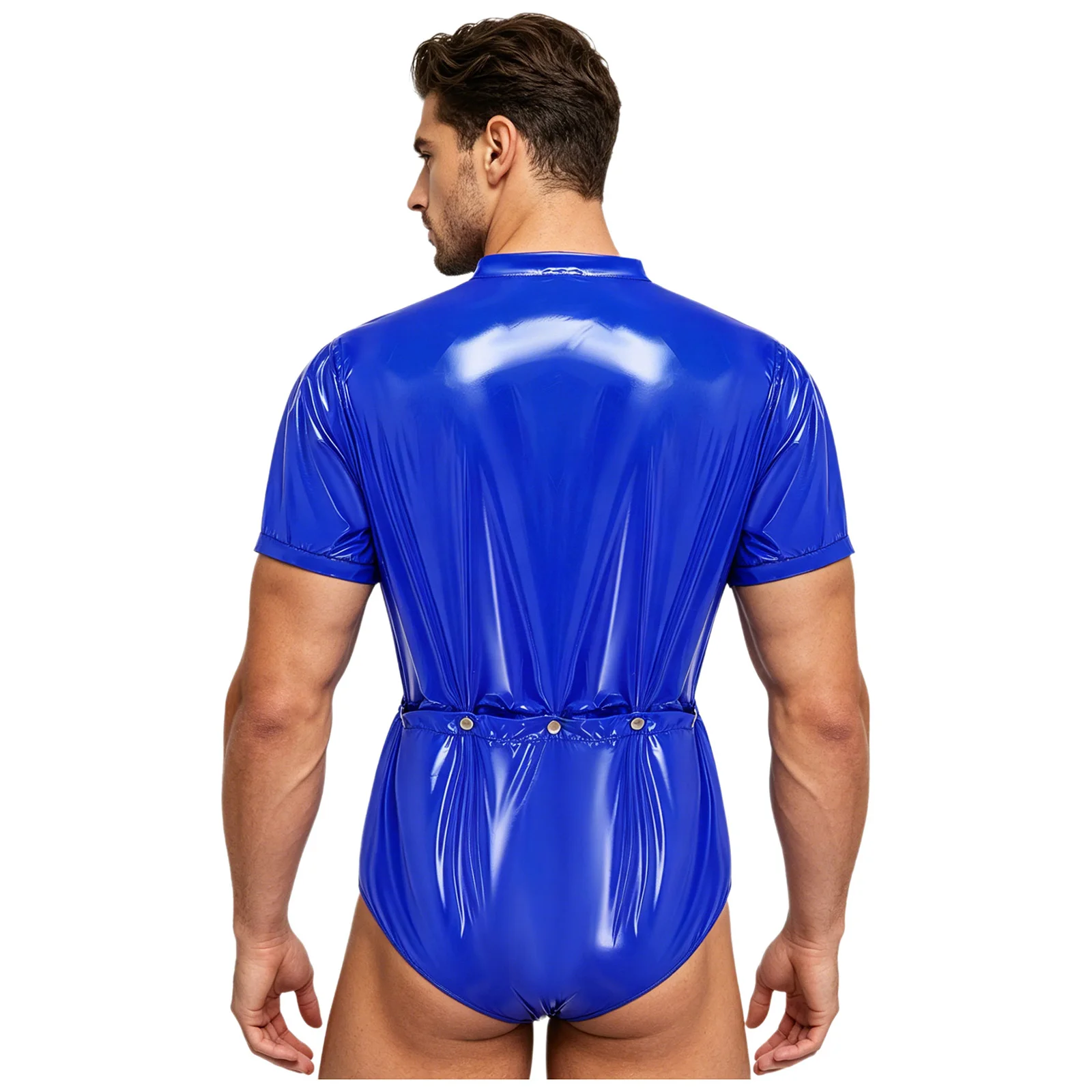 Swimwear Men Waterproof Adaptive Bodysuit Swimsuit Short Sleeve Buttoned Waist Bottoms Diaper Cover Romper Special Need Clothing