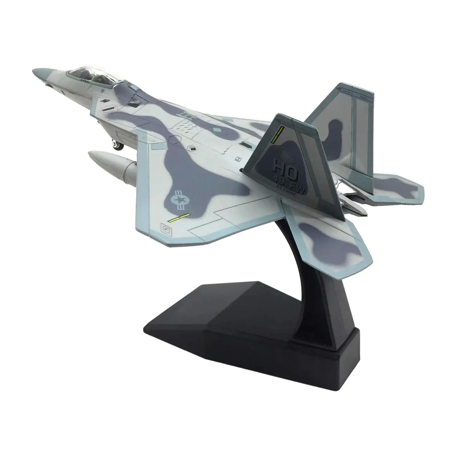 1:100 Scale USA F22 Aircraft Kids Toys Simulation Diecast Alloy Fighter for Home Livingroom Shelf Cafes Desktop Decoration