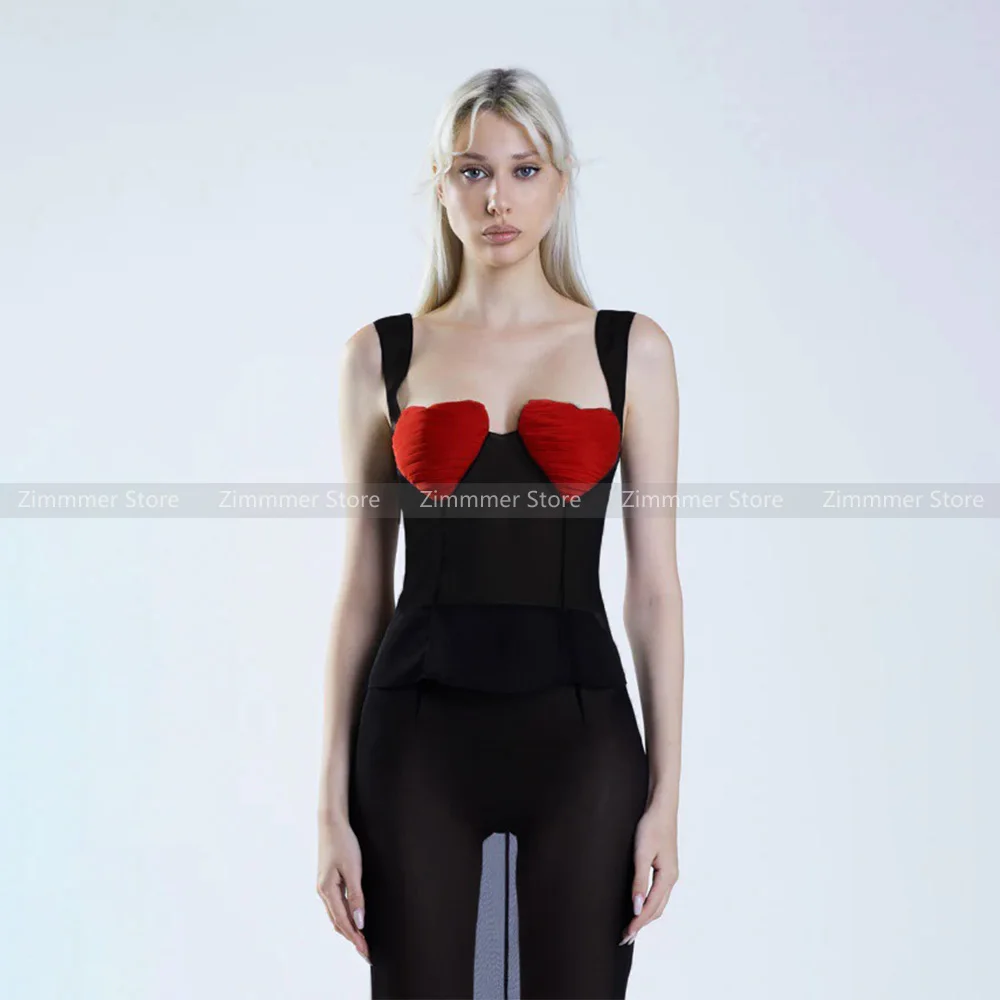 

High quality! Europe and the United States wind sexy love short section camisole vest + half-length skirt design sense set