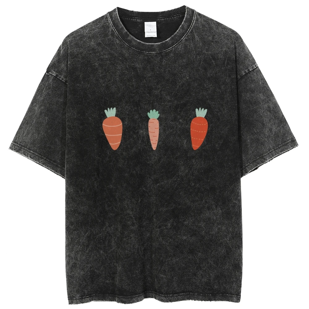 Y2K Short Sleeve Shirt Tees Carrot Print Top Clothes Graphic T-Shirts High Street American Vintage Streetwear 2024 Summer 2000s