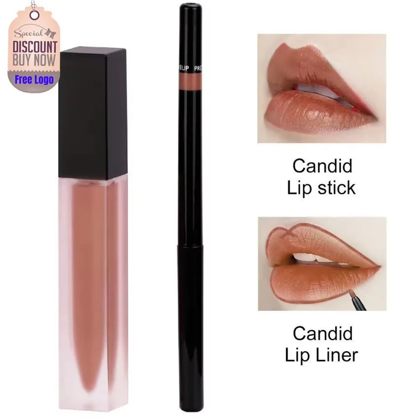 

Custom DIY Matte Glossy Lipgloss&lipliner Kit Waterproof Long-lasting Non Stick Cup Easy To Apply Sexy Lip Set Makeup Bulk