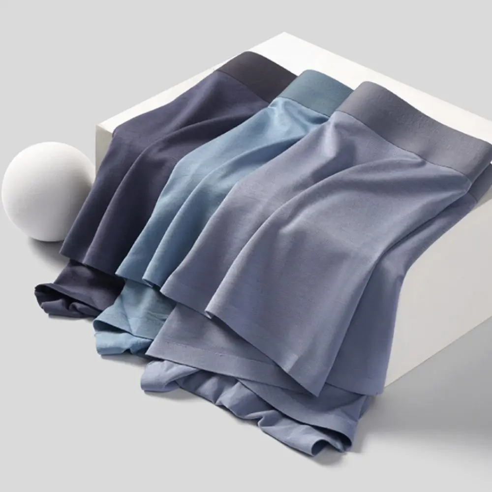 3PCS Comfortable Model Men's Flat Panties Large Size Mid Waist Boxer Shorts Male Breathable Seamless Men Underwear Male