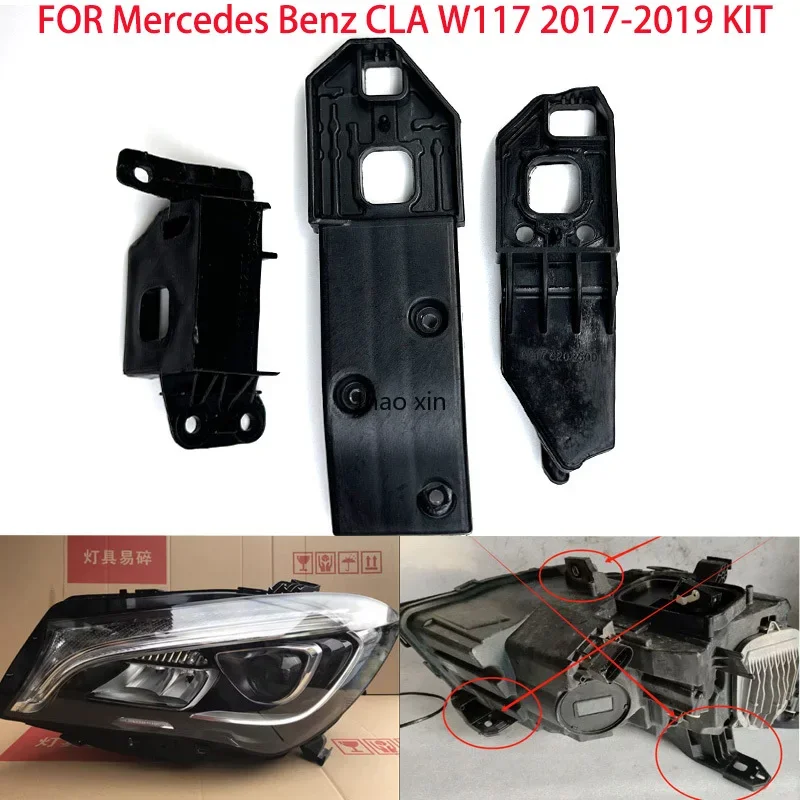 For Mercedes Benz CLA W117 2017-2019 CLA180 CLA200 CLA220 CLA260 Headlight Repair Kit Claw Protective Ring Black Plastic Claw