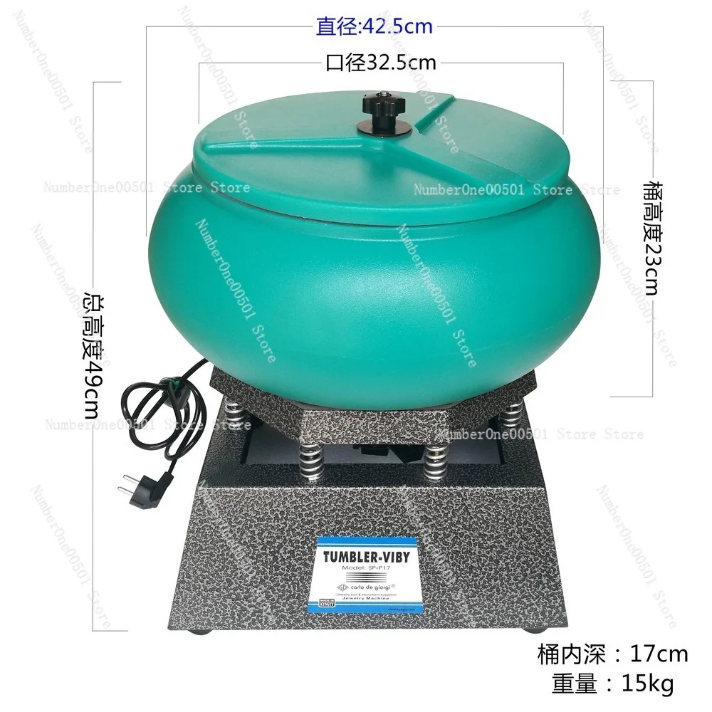 17 Inch Vibratory Tumbler Polishing Machine Large Barrel Jade Gemstone Metal Deburring Cleaner