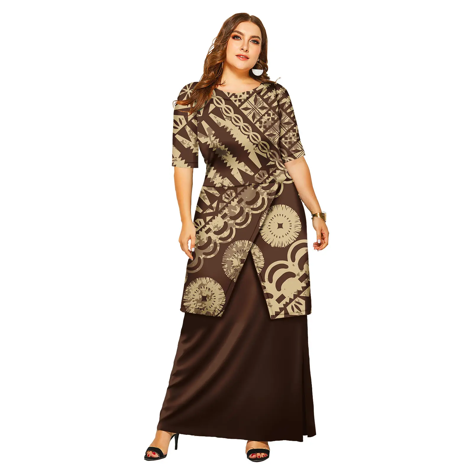 Luxury Polynesian Design Puletasi Samoa Fashion Short Sleeve Dress Women  Island Dresses Maxi Ladies Two Piece Skirt Set - AliExpress 200000345