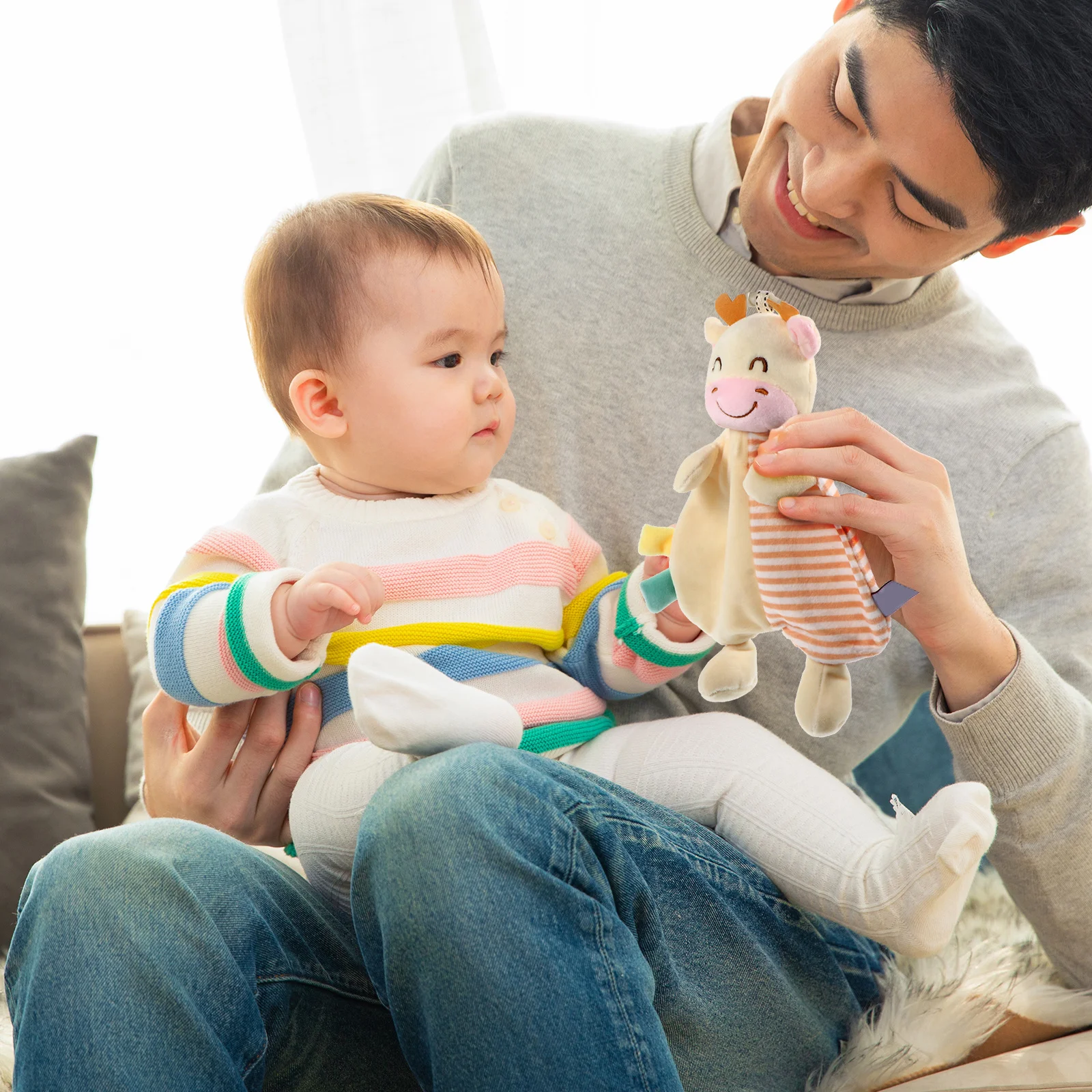 منشفة مهدئة للأطفال الرضع، بطانية أمان لطيفة على شكل حيوان، بطانية حسية مريحة وناعمة لحديثي الولادة #6