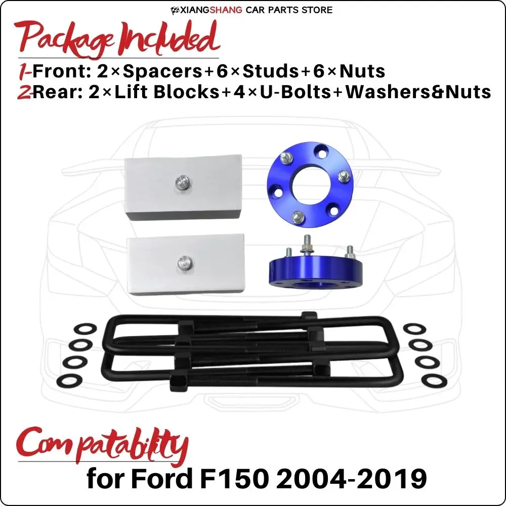 Front and Rear Suspension Leveling Lift Up Kits for Ford F150 2004-2019 UBolt Kit Raise Adapter Strut Spring