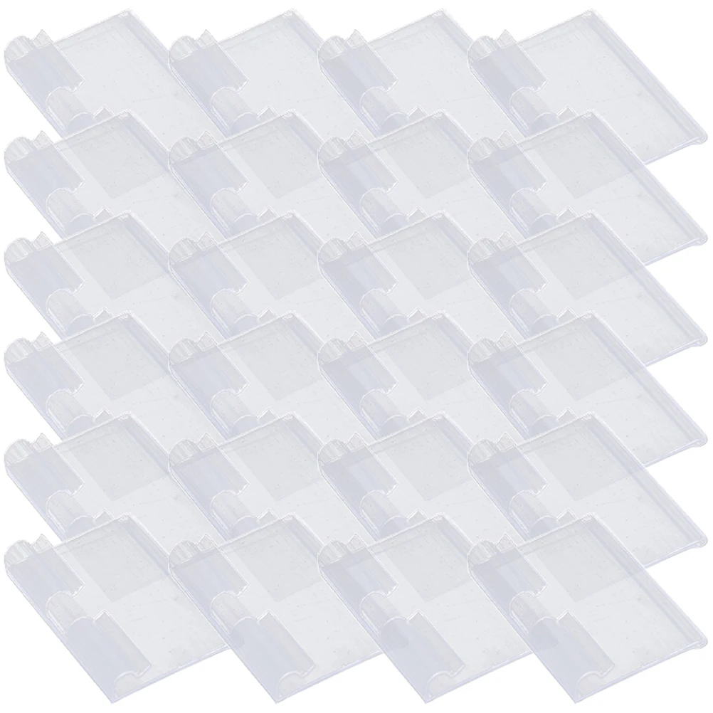 

50 Pcs PVC Price Tag Mini Clear Sign Display Shelf Holders for Storage Bins Labels Retail Shop Use Card Note Organizer