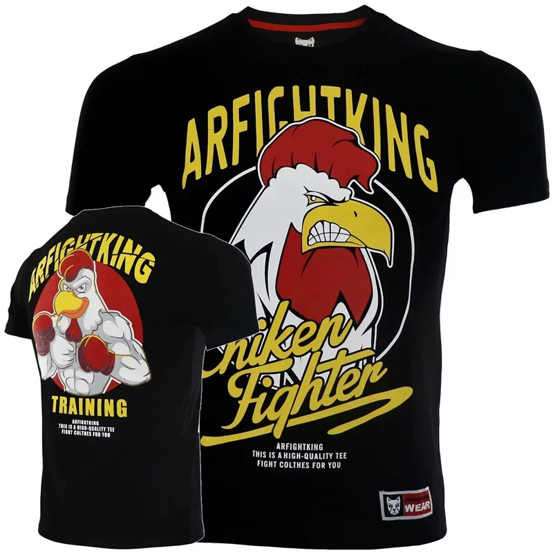 Fashion Men's Chicken Fighter Boxing Graphic T-Shirt Funny Combat Sports Short Sleeve Tee Trend Street Men's Clothing Tops