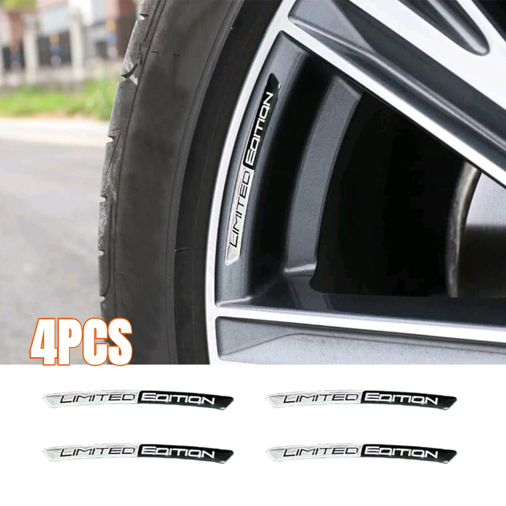 

4pcs Car Tire Rim Decorative Strips Wheel Hub LIMITED EDITION Emblem Stickers Aluminium Alloy Car Exterior Styling Accessories
