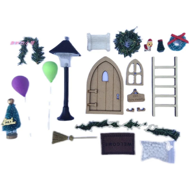 DELLHOUSE Poppenhuisaccessoires Kersttafereel DIY Sneeuwpop Ornament Miniatuur Deuropening Decor Vakantiesfeer Model