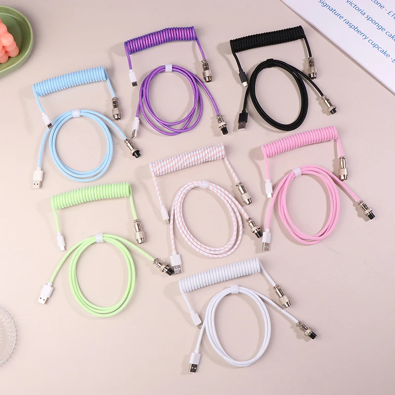 Type C Mechanical Keyboard Coiled Cable USB Mechanical Keyboard Spring Wire Desktop Computer Aviation Connector