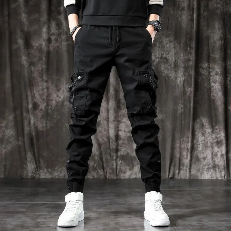 Trendy Brand Men's Cargo Pants Slim Fit American Style Casual Trousers Multi Pocket Wear Resistant Pants For Spring And Autumn